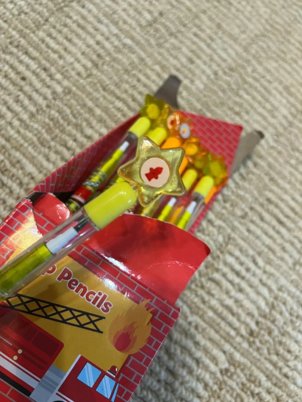 Pencils - Fire Truck Themed Pencils -Caps Erasers Kids School/Party Favors (NEW)